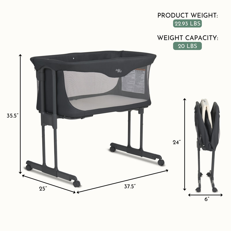 Evolur Kinsley Quickfold Portable Bassinet, Black