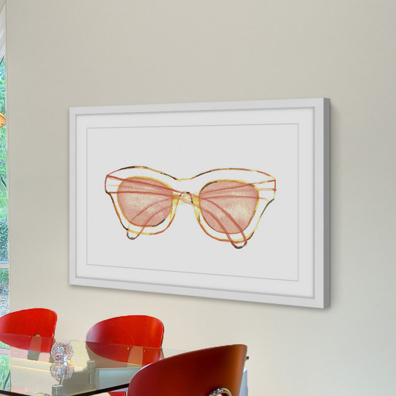 «Peach Sun lunettes» par Christine Lindstrom, reproduction encadrée, H 30 po x l 45 po x P 1,5 po