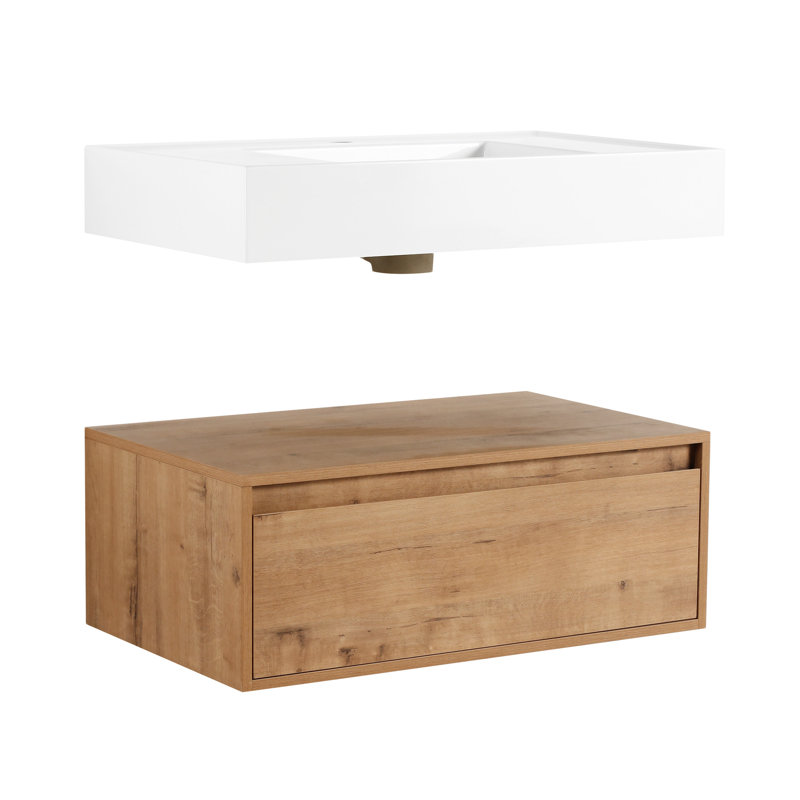 Wall-Mounted Bathroom  Vanity With Resin Sink
