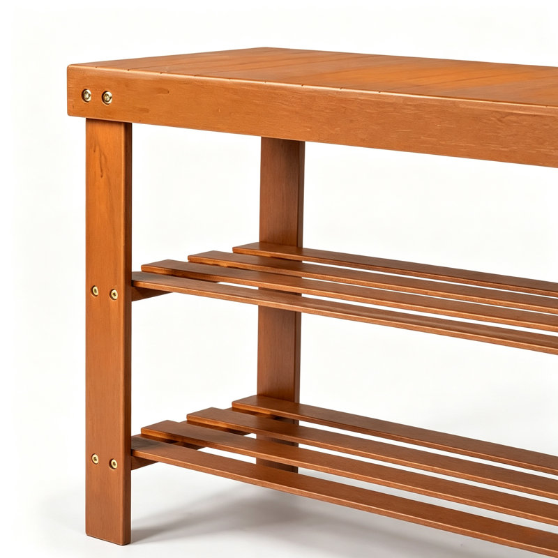 Banc de rangement pour chaussures à 2 niveaux en bambou, banc de rangement pour chaussures avec étagère de rangement, organisateur à surface plane pour vestibule, vestibule et buanderie