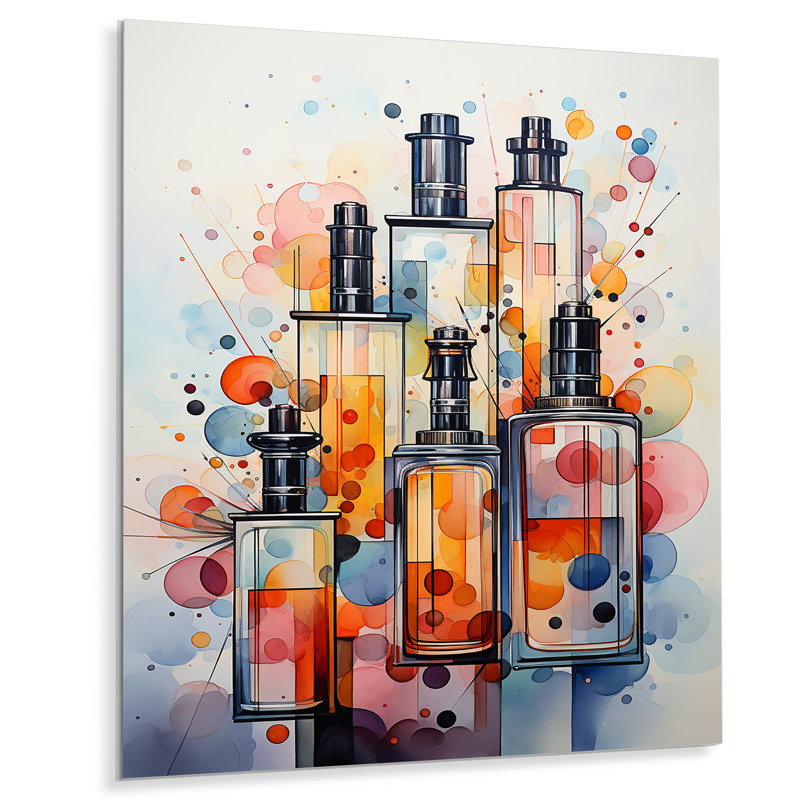Orange parfumé cubisme parfums II - Parfums, art mural en métal, H 20 po x l 12 po x P 1 po