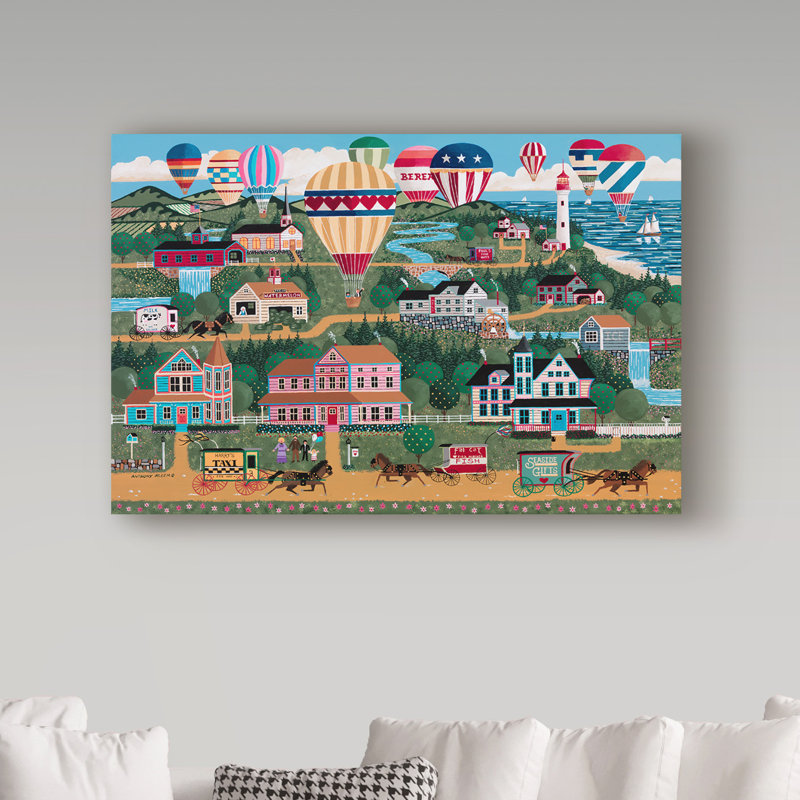 « cape may balloons », reproduction de peinture à l’acrylique sur toile tendue, H 22 po x l 32 po x P 2 po