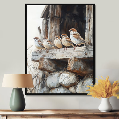 Sparrows Birds In The Farmyard IV - Art mural d'oiseaux