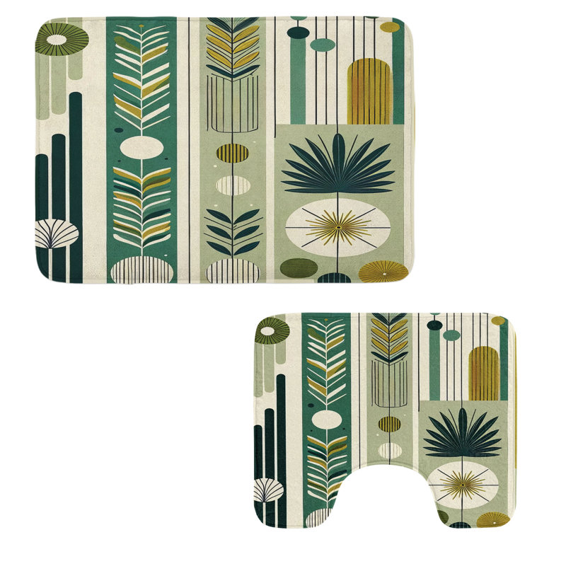  Ensemble de tapis de salle de bain Mid-Century 2 pièces