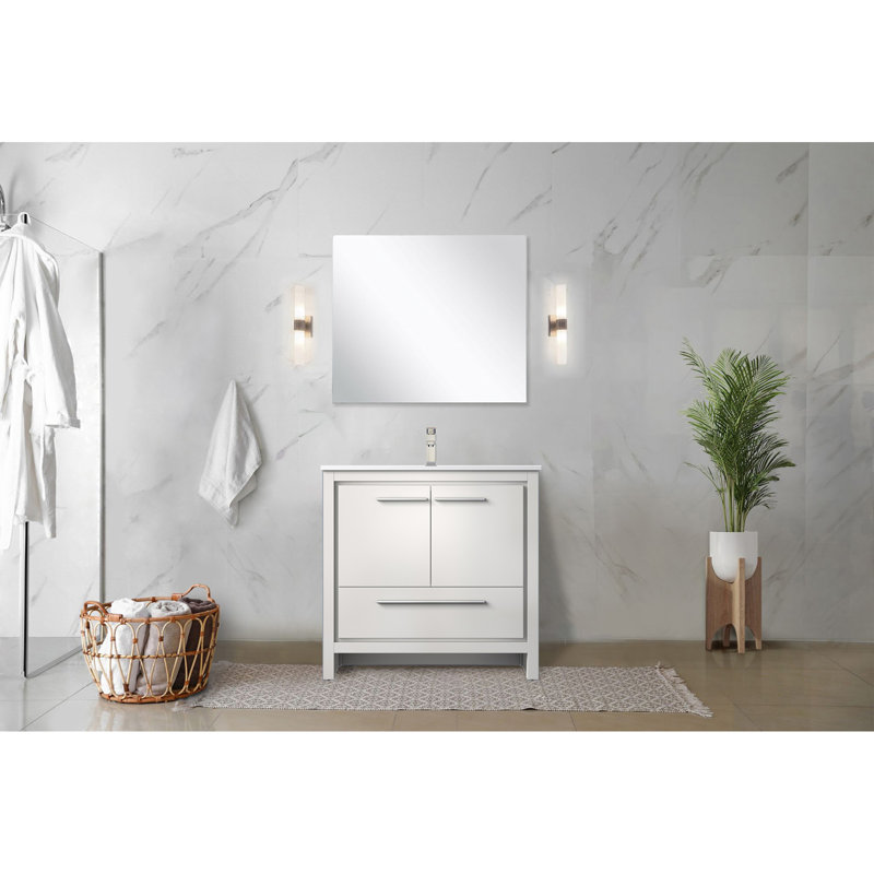 White Bath Vanity 36 In. W X 20 In. D, With White Quartz Top, 36"