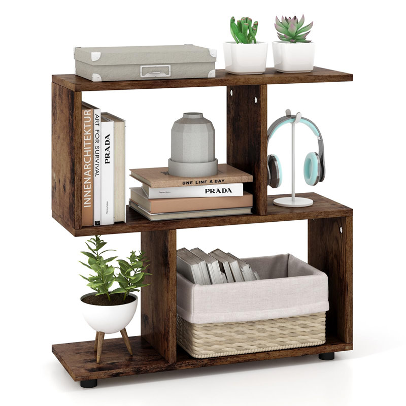 Britteney 60cm H x 60cm W Geometric Bookcase, Brown
