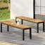 Banc en bois avec support en métal, l 63 po x P 15 po H 17,76 po, base extérieure, finition