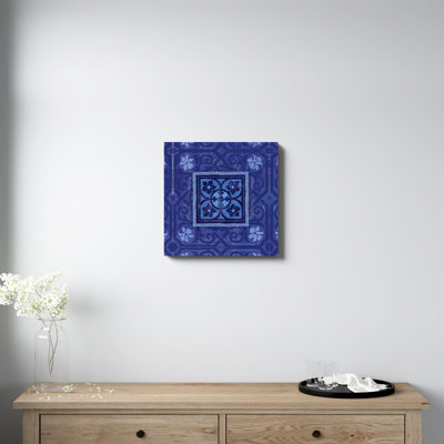 «Bold Blue Tile», reproduction d'art sur toile tendue