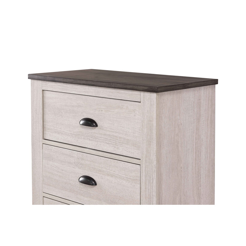 Ensemble de chambre à coucher avec lit-bateau Ermel 5-2_Brianne, Blanc / gris, Grand