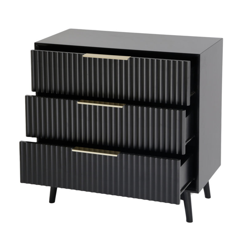 75cm W 3 - Drawer Chest of Drawers, Black