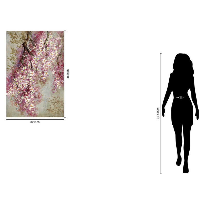 Art mural sur toile "Cherry Blossom Cascade" - 32 "x 48"