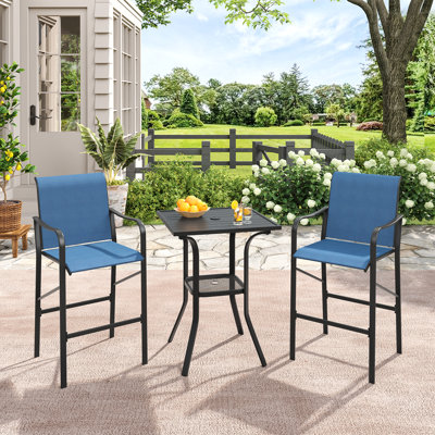  3 Pieces Patio Bar Height Set with Square Bar Table and PVC-coated polyester Bar Chairs