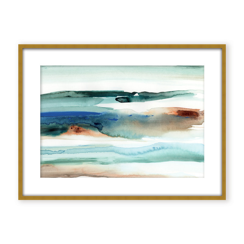 Coastal Retreat Beach Waves Abstract, Framed Canvas, 16" H x 24" W x 2.375" D, Black