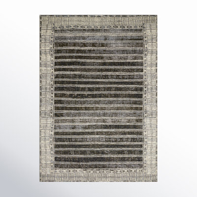 Boden Charcoal Ivory Striped Outdoor Rug