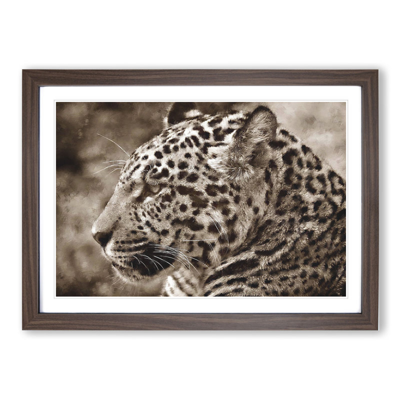 Jaguar - Picture Frame Painting, Walnut, 48cm H x 65cm W x 2cm D