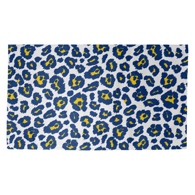 Tapis blanc / bleu à imprimé animal