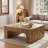 39" Square Large Wooden Coffee Table With Underside Curves Design