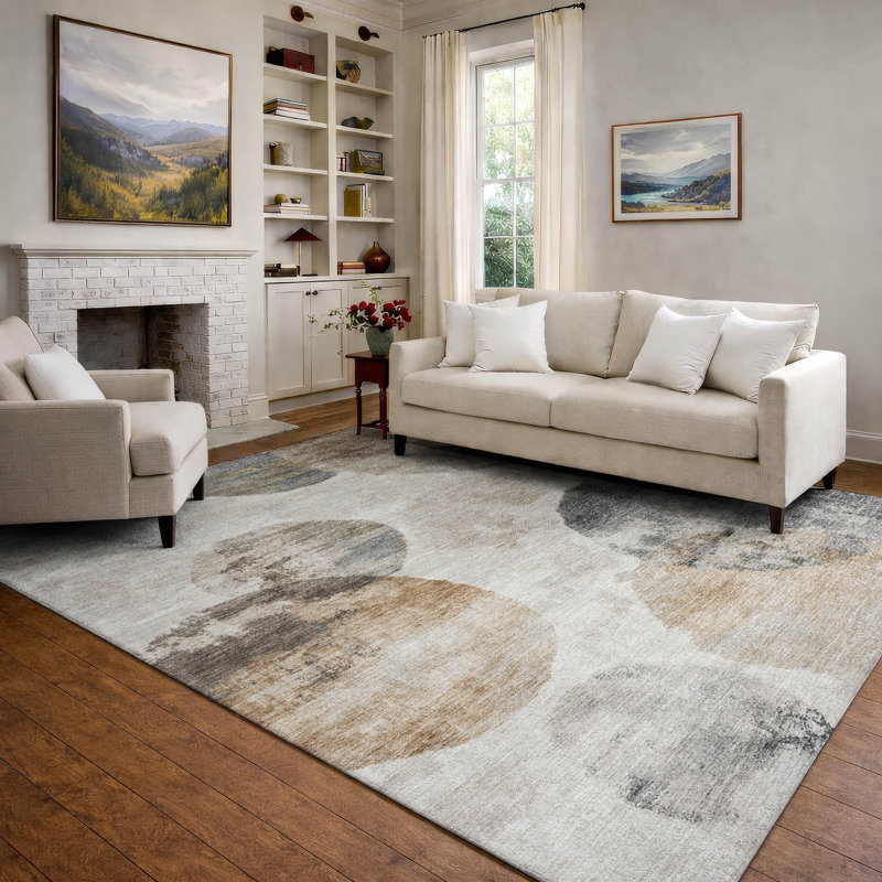 Premium Machine Washable Mayfield AMF2346 Abstract Rug, 8' x 10', Taupe