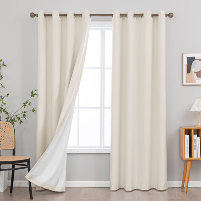 Aslyn Linen Textured Thermal Insulated 100% Blackout Grommet Curtain Pair