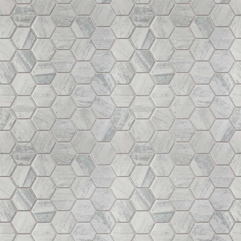 Cassis 2" Hex 11-1/8 In. X 12-5/8 In. Porcelain Mosaic Tile, White