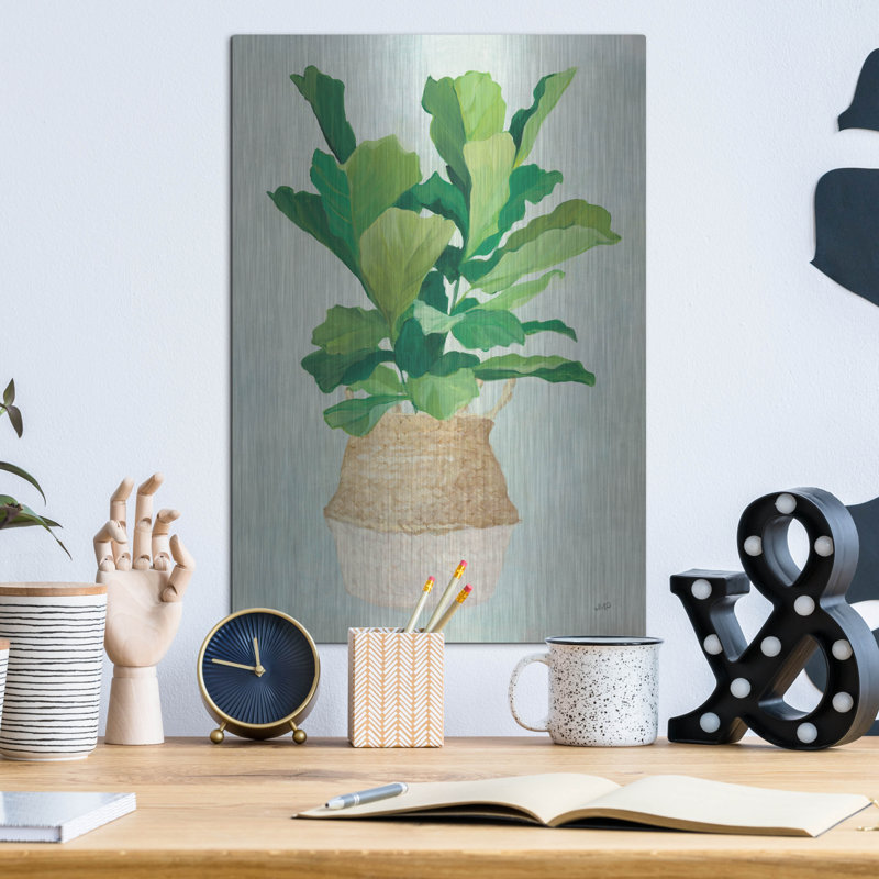 «Woven Palm 2» par Julia Purinton, art mural en métal, H 16 po x l 12 po