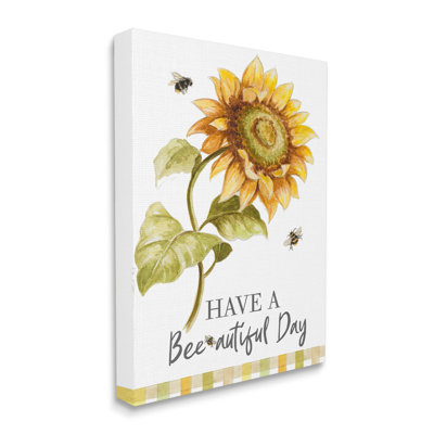 «Have a Beautiful Day Country Bee Pun Sunflower» par Patricia Pinto - impression d'art graphique