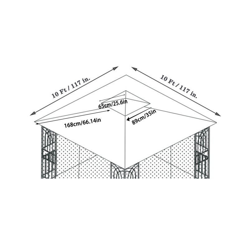 Remise de toit double en acier de 10 pi Stephanus L 10 pi. D Pavillon de jardin en acier, Gris