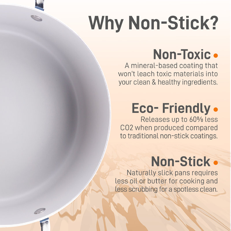 NutriChef 5 Quarts Non-Stick Aluminum Pot Set, Blue