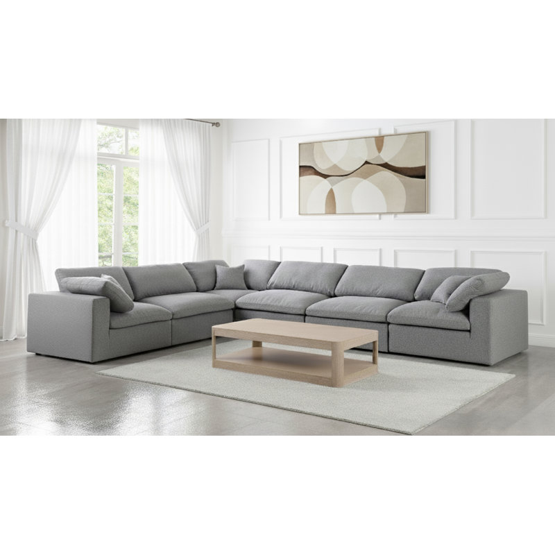 Canapé modulaire Burrows, Tissu gris texturé en lin