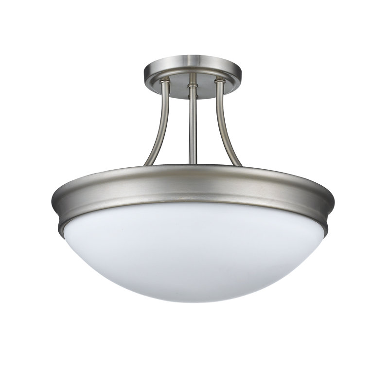 Dormington Glass Semi Flush Mount, Satin Nickel