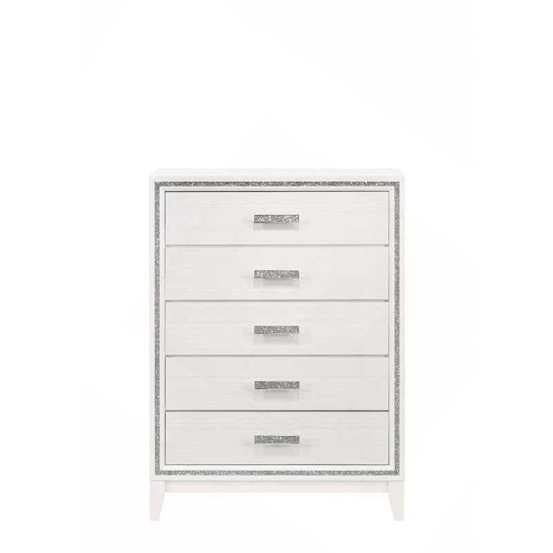 Commode à tiroirs, commode vieillie Haiden, Blanc