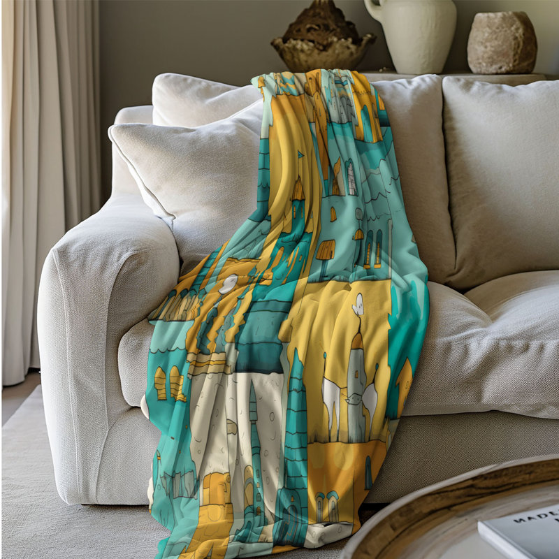 Query Cityscape - Couverture sherpa de qualité supérieure 1 pièce, Grand lit