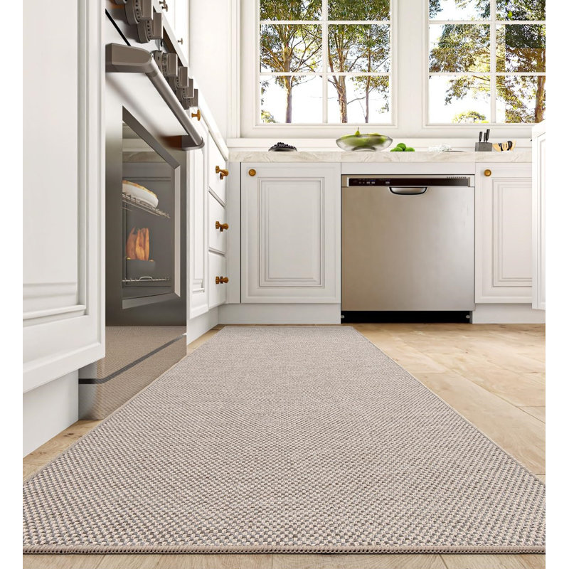 Soft Kitchen Rugs Non Slip Washable, Beige