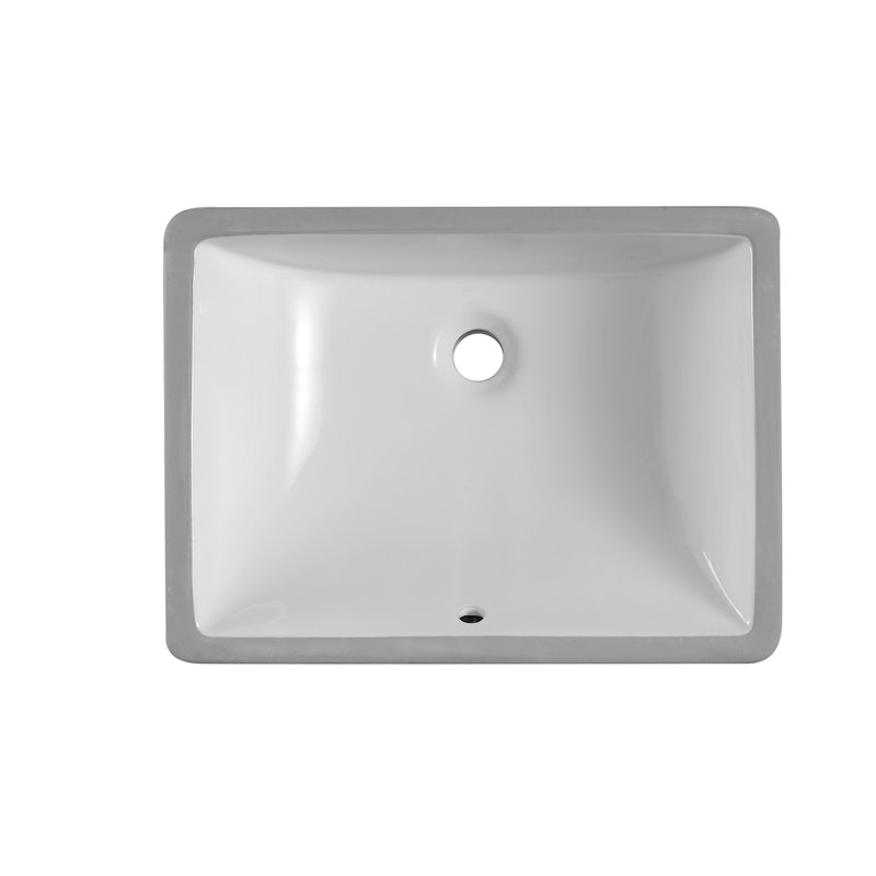 Glossy White Ceramic Square Undermount Bathroom Sink