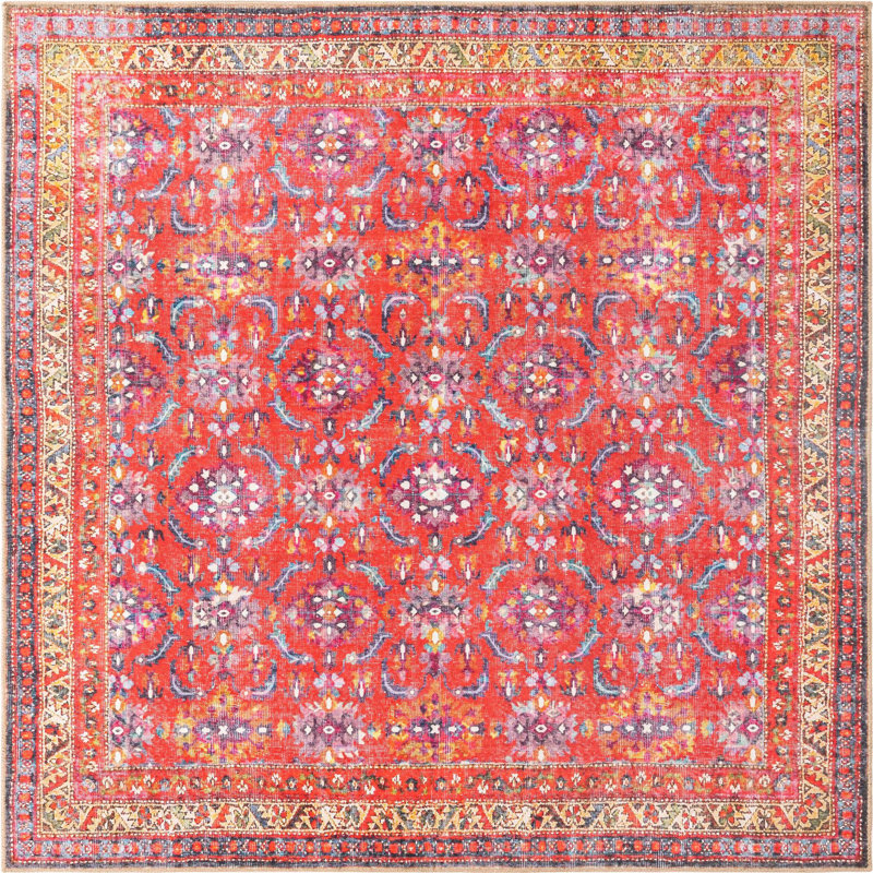 Ellizabeth Chenille Oriental Indoor Rug, Square 7'6"