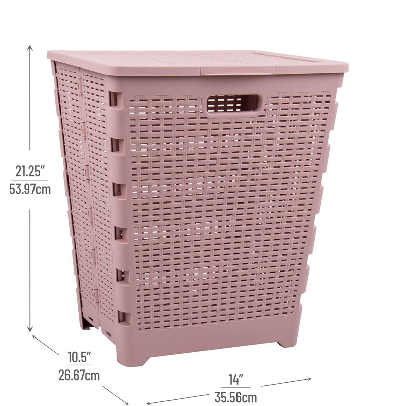 Panier à linge en plastique avec poignées, Rose