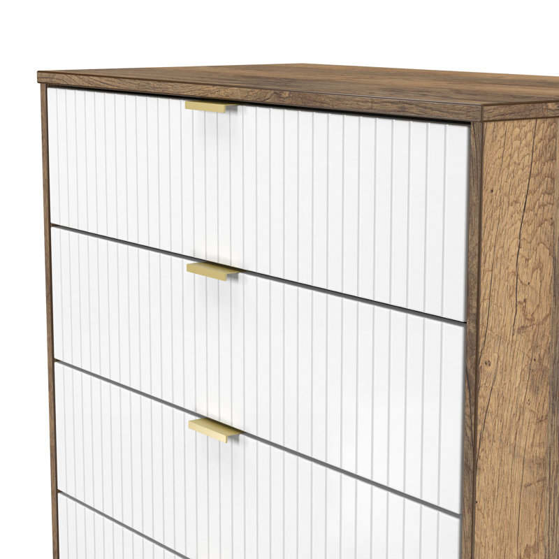 Alara 77cm W 4 - Drawer Chest of Drawers, White/Brown