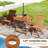  35.5'' Solid Wood Patio Dining Table w/1.97'' Umbrella Hole Slatted Tabletop