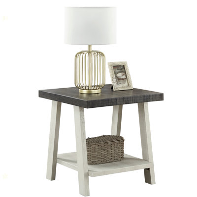 Athens Contemporary Two-Tone Wood Shelf End Table