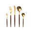 Ensemble de couverts 24 pièces en acier inoxydable avec poignée en grain de bois, ensemble de cuillères à couteaux fourchettes pour les repas occidentaux