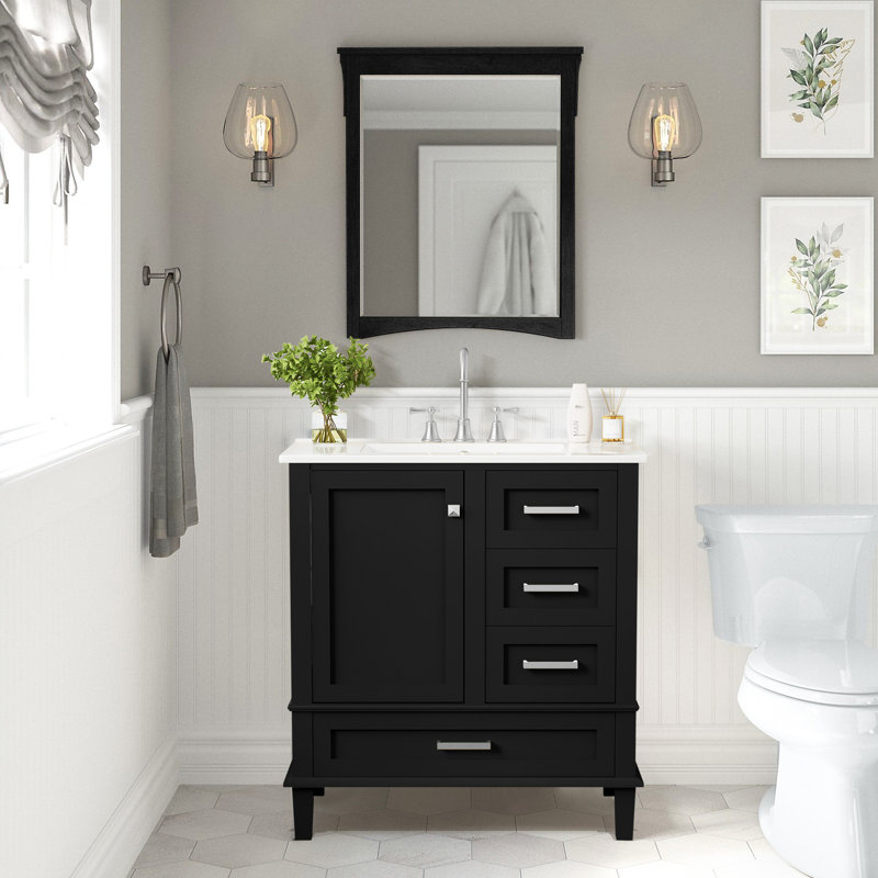 Bathroom Vanity Storage Cabinet With Sink Combo Set, Black