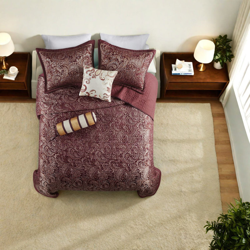 Ensemble de literie luxueuse en jacquard pour très grand lit, confort en coton, décoration intérieure de style classique