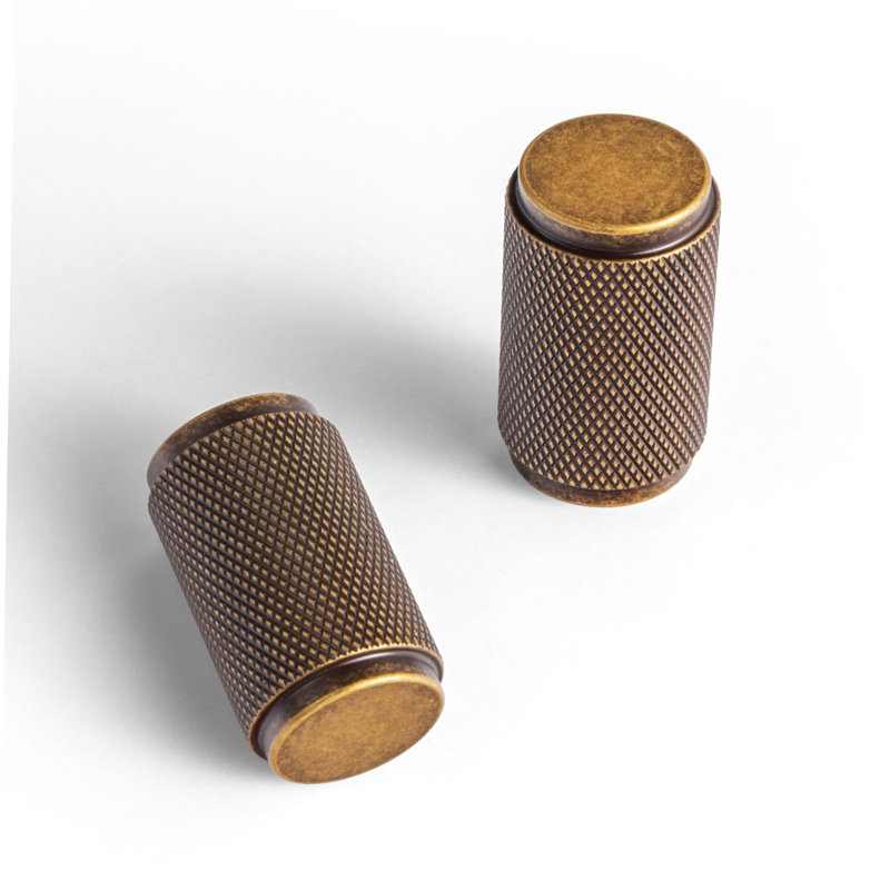 Boutons cylindriques texturés, Laiton antique