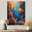 Orange, bleu, corail, poisson rouge, Marvel - art mural de mur de corail, salon-1717087424-1745399147