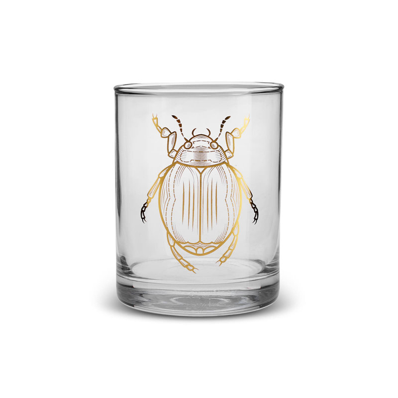 Karaca Halloween Bug Glass Tumbler Glass, 380ml, Transparent Gold