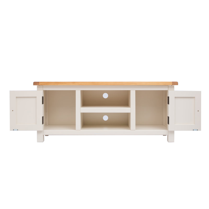 Abiorn TV Stand for TVs up to 55", White/Natural/Brass