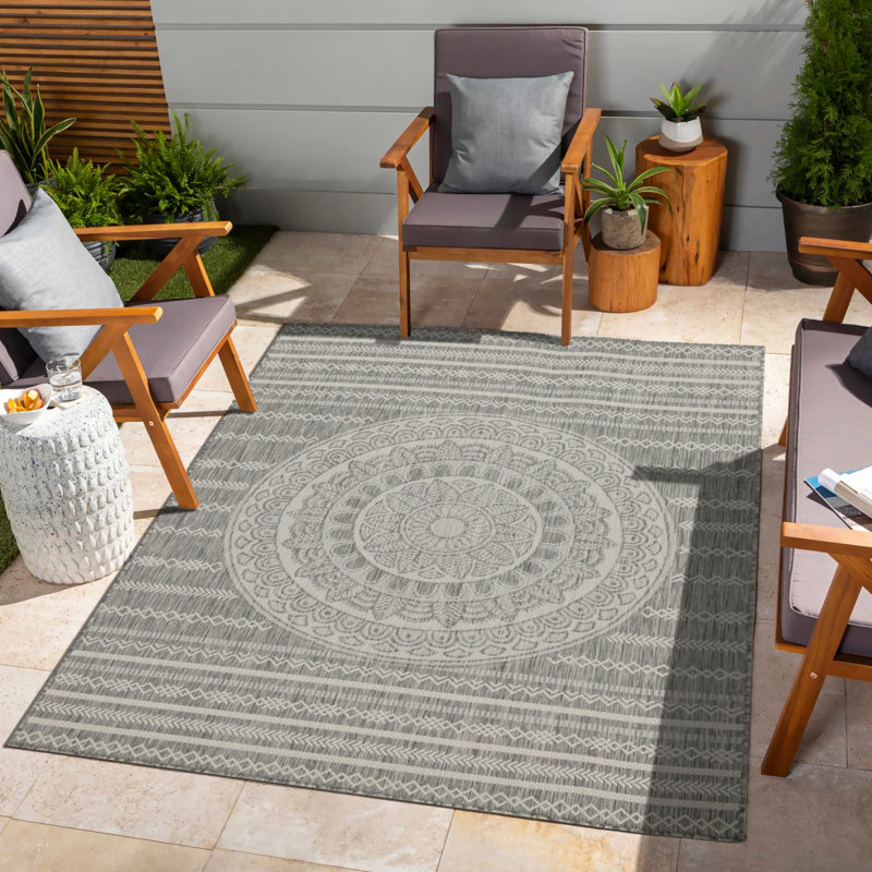 Sunshine GC_HAR2018 Silver Indoor/Outdoor Area Rug, Rectangle 7'10" x 10'3"