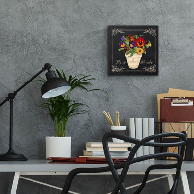 «Fleur Pensee-53015» par Jean Plout, art mural en verre acrylique, 12 po x 12 po