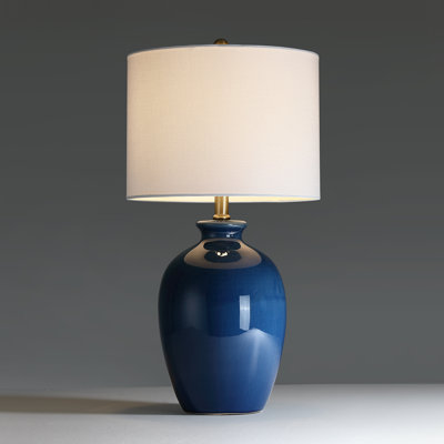 22.5in Ceramic Table Lamp With Drum Shade