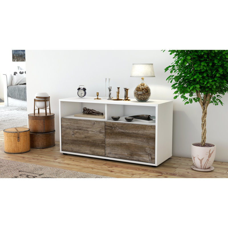 Odum 92cm W Chest of Drawers, High gloss white/Driftwood